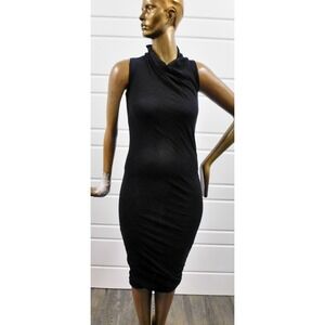 Isabel Benenato Black‎ 100% Cotton Size 42 Made in Italy Stretch Women Dress